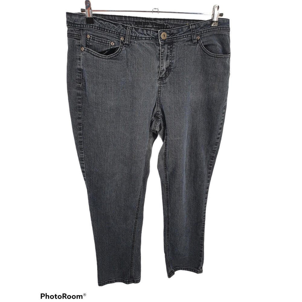Ashley Stewart Jeans Womens 16 Petite Gray‎ Mid Rise Stretch